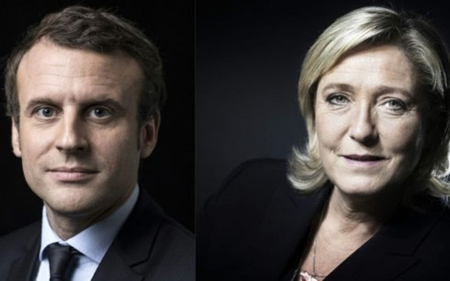 Hai ứng viên tổng thống Pháp Macron và Le Pen.
